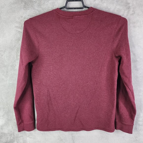 Mens Burgundy Members Mark Thermal Henley Shirt Long Sleeve Size M - Picture 8 of 11